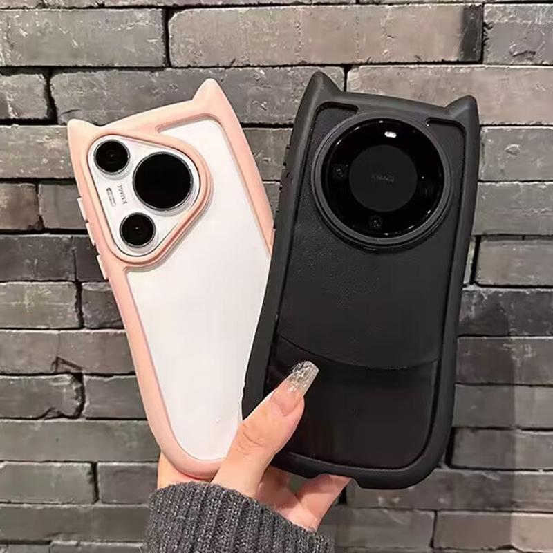 Söta kattöron för Mate60 mobiltelefonfodral Transparent P70ultra Japan och Korea Honor 50pro Hårt skal Kvinnor