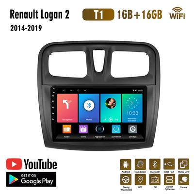 2 Din WiFi Araba Radyo Renault Logan 2 Sandero 2 2014-2019 Multimedya Video Oynatıcı GPS Navigasyon Stereo 1 + 16 GB