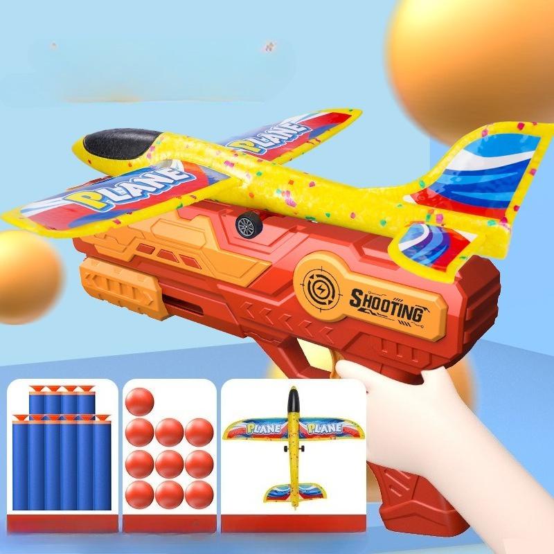 

English, Children S Hand Throwing Foam Aircraft Launcher, Soft Bomb Toys, Glide Aircraft Catapult