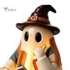 Regali Autunnali Unici Statuetta Fantasma Patchwork Vintage, Statua Carina da Lettura Illuminata a LED, Statua di Halloween Decorazione Spettrale in Resina per Tavolino Scaffale