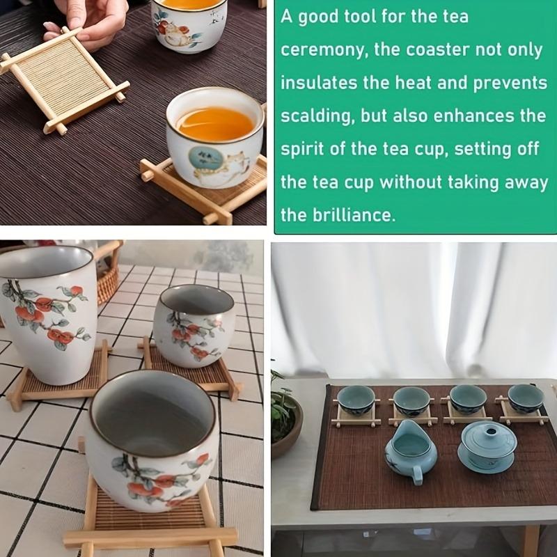 30pcs Mini Bamboo Coasters & Decorative Trays Stackable Natural Wood Grain Heat-Resistant Surface Protectors Rustic Home Decor