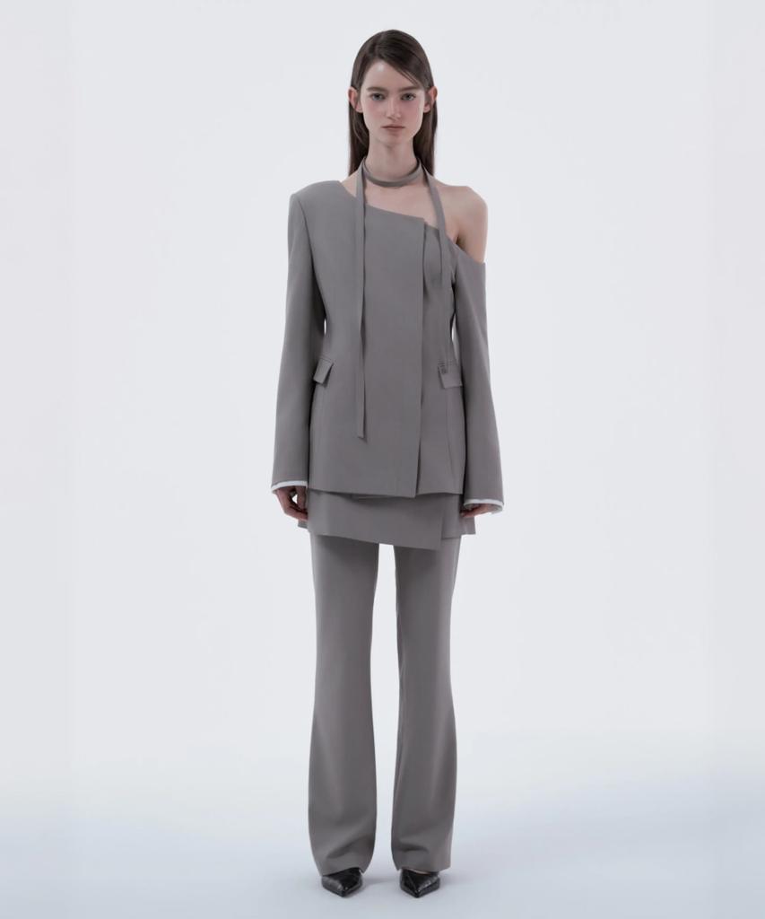 Mausolleum Emma Tailored Wrap Skirt & Pants Set - Ash Beige