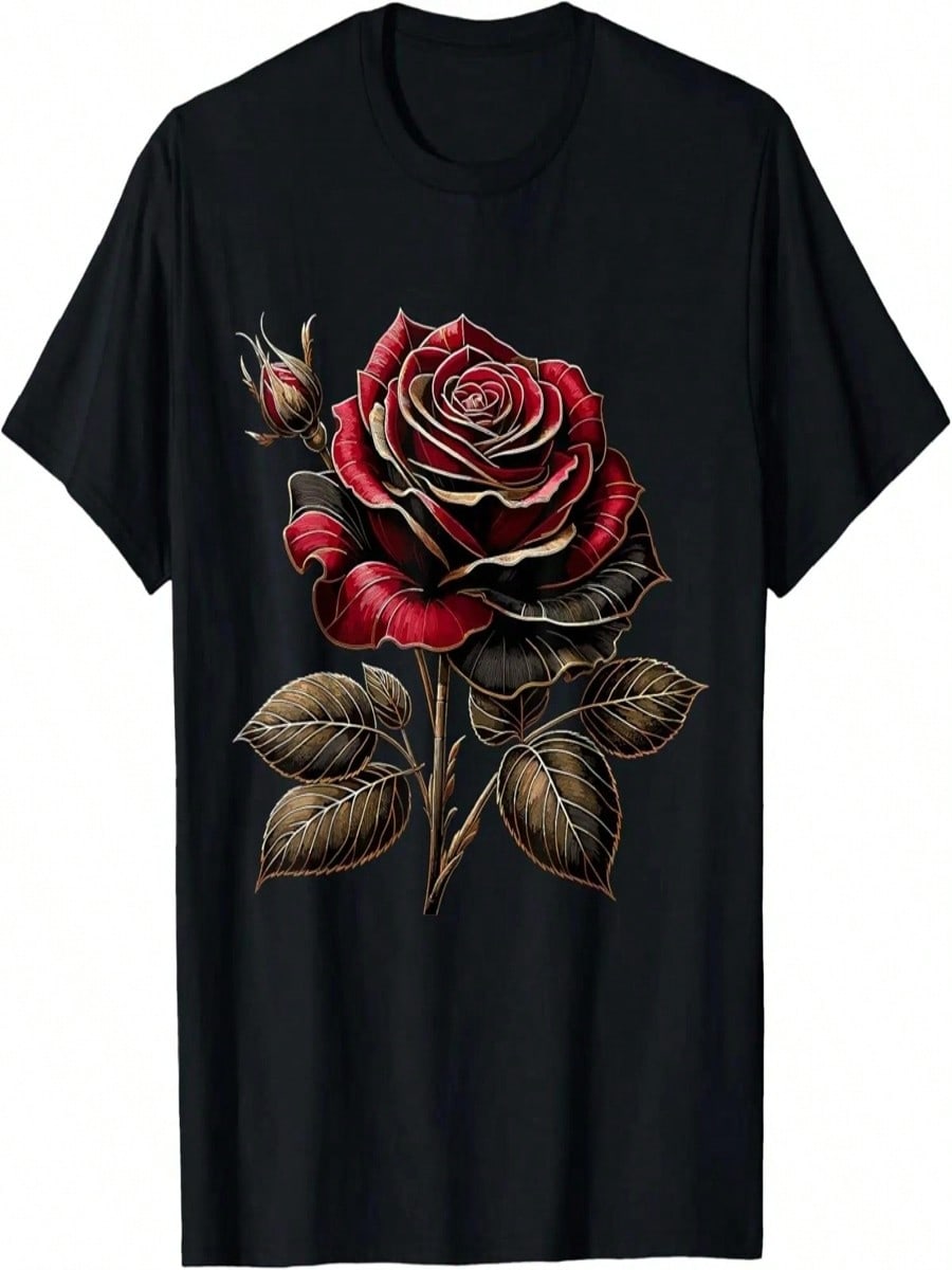 Red Rose Black And Gold T-Shirt S разноцветный