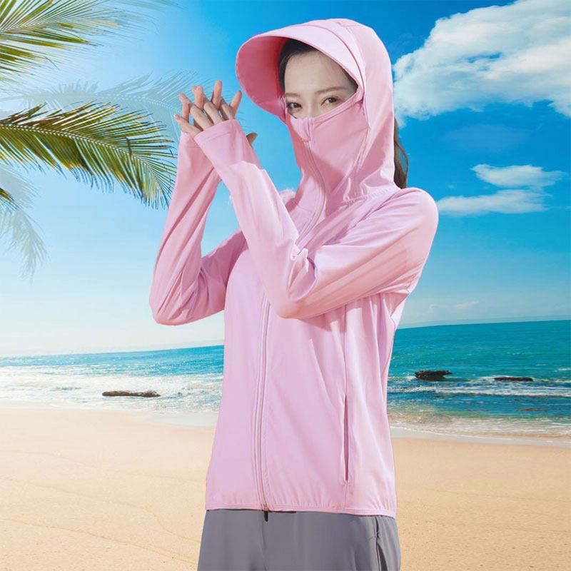 Thin long-sleeved cool ice silk sunscreen clothes for women's 1011 summer new UV protection and breathability
