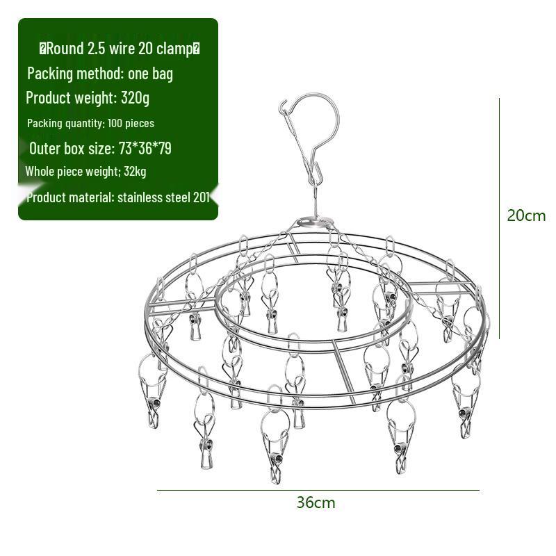 Kaiwang Double Layer Stainless Steel Sock and Clothes Drying Rack with 20 Clips
