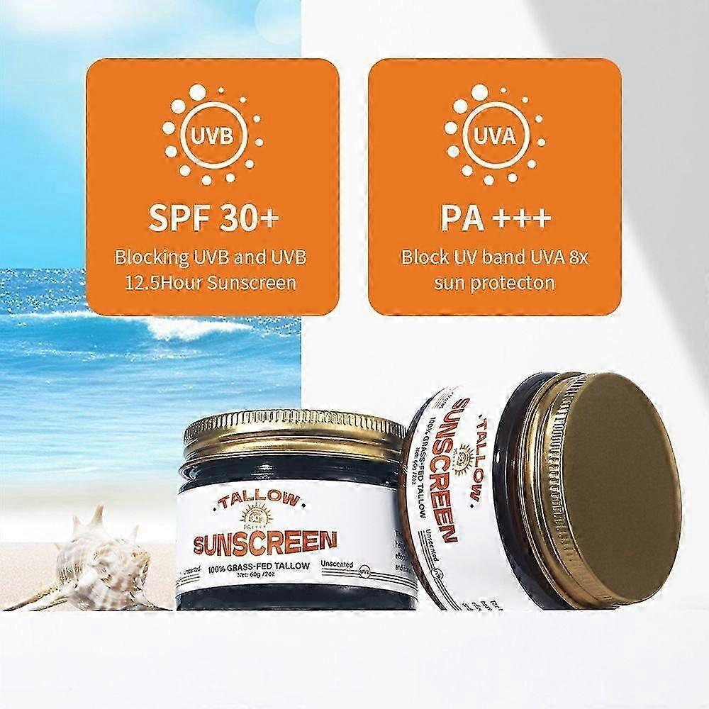 Tallow Sunscreen SPF 30, 100% Grass-Fed Tallow & Honey Extract | Non-Greasy, UVA/UVB Protection | Clean Balm for Face & Body, 2oz