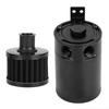 Universal Oil Catch Can 2 Port Reservoir Tank with Drain Valve Breather Baffled 5oz Capacity