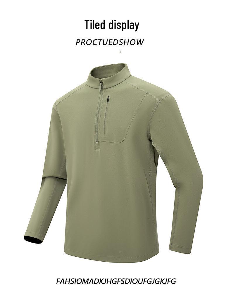 Bird House Style Men's Autumn/Winter Long Sleeve Round Neck Half-Zip Sweatshirt, Elastic and Warm for Outdoor Sports