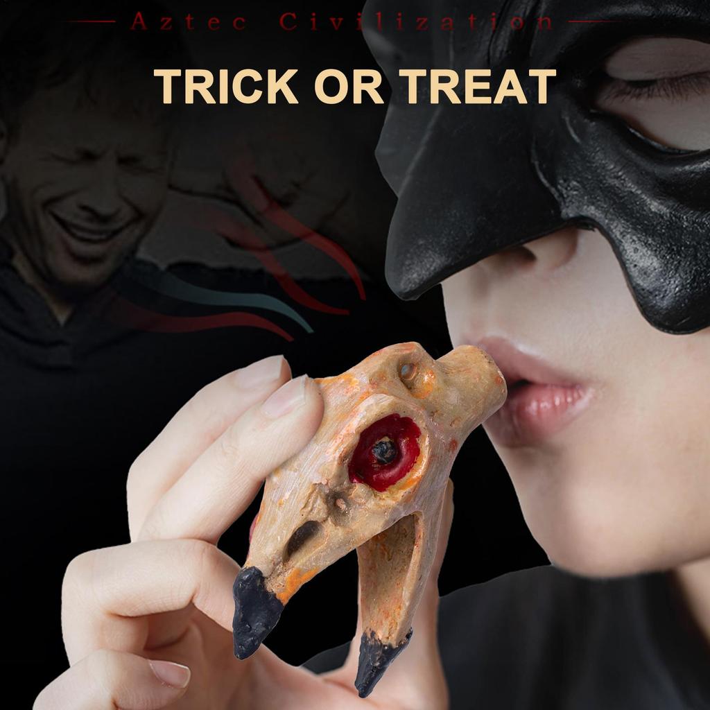 Halloween Aztécký píšťalka smrti Píšťalka smrti ve tvaru vraního zobáku Strašidelná lebka Křičící aztécké válečné píšťalky Píšťalky lidského křiku