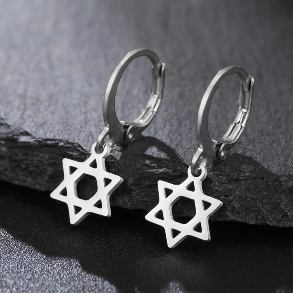 My Shape Davidstern Ohrringe Edelstahl Creolen Sechsspitziger Stern Ohrringe für Damen Herren Modeschmuck Geschenke Neu