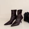 Short boots new fashion stiletto autumn versatile pointed short boots femininity simple rear zipper