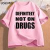 Trička Definitely Not on Drugs Bavlna Krátký rukáv Vtipné tričko Pánské Ležérní Oversized Pánské Oblečení Streetwear Párty Klubová Trička