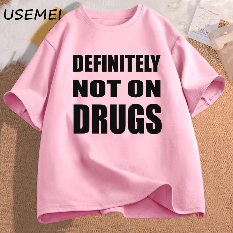 Trička Definitely Not on Drugs Bavlna Krátký rukáv Vtipné tričko Pánské Ležérní Oversized Pánské Oblečení Streetwear Párty Klubová Trička