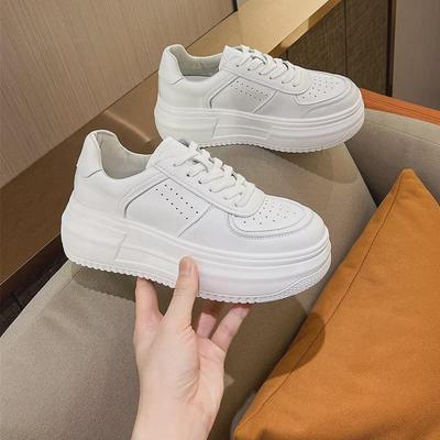 Uncle's Da Vinci Women's Casual White Leather Platform Sneakers - Spring 2024 Height-Increasing Style