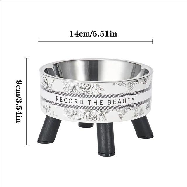 

1PC Cartoon Pet Neck Protection Stainless Steel Bowl No Black Mouth Retro High-foot Bowl Feeding Water Cat Rice Elevated Bowl