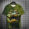 New Fashion Men's Casual T-shirt 3D Printing Fun Animal Print Short Sleeve Street Fashion Wolf Fox Print Round Neck Top