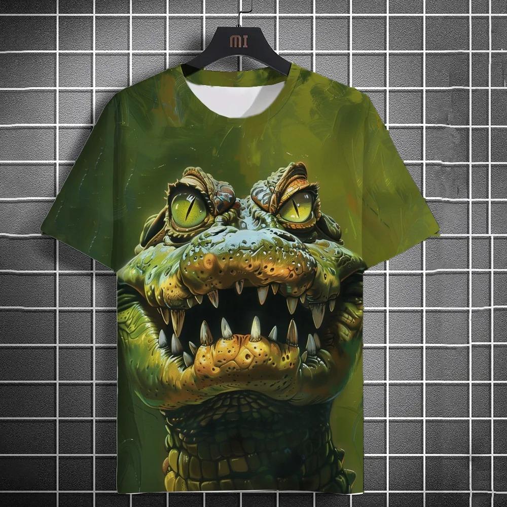 New Fashion Men's Casual T-shirt 3D Printing Fun Animal Print Short Sleeve Street Fashion Wolf Fox Print Round Neck Top