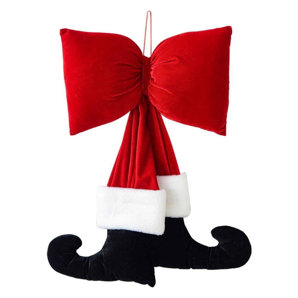 DIY Decorations Bow Hanging Ornaments Red Velvet Bow Knot Christmas Bowknot Pendant  New Year Party