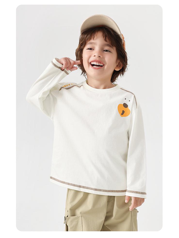 European Boys' Trendy Long Sleeve T-Shirt - Spring/Autumn Style, Cool Sporty Base Layer for Kids, Warm Inner Layer Top