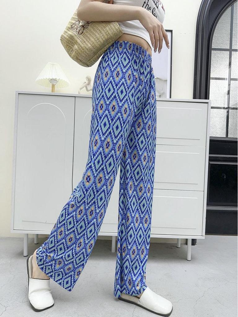 2023 Women's Plus Size Summer Rayon Nine-Point Casual Wide-Leg Pants