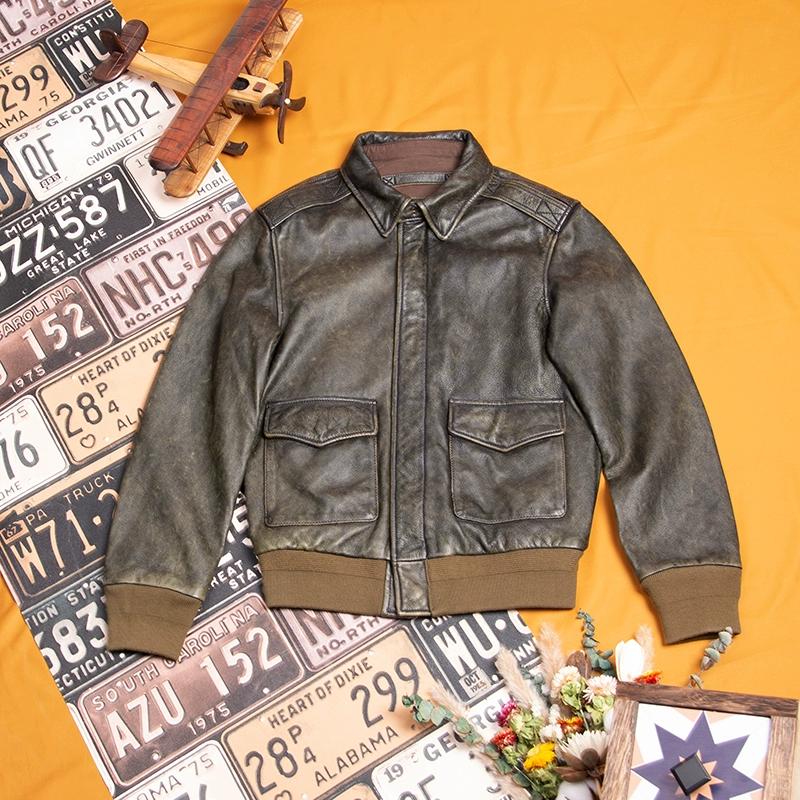 

Китайский размер классические военные A2 ВВС кожаные летные куртки винтажные потертые старые коровьи кожаные куртки мужские мягкие коровьи пальто 6XL