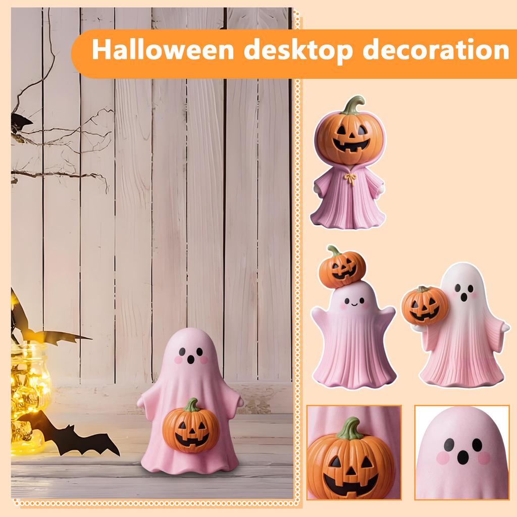 Halloween Pink/ Pumpkin Ghost/ Resin Craft Ornament Cute Style Three Dimensional Decoration Cute And Eye Catching