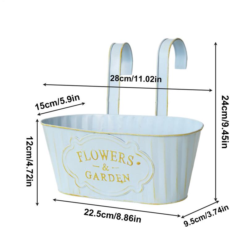 Deck Railing Planter Boxes Fence Planter for Outdoor Metal Hangable Flower Pots for Fence Garden Patio Window Houseplant Boxes