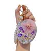 Bling Rhinestone Round Pocket Mirror with Metal Keychain Folding Double-Sided Makeup Mirror Bead String Charm for Purse Handbag Wallet Travel
