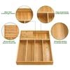 VaeFae Bambus Besteck Organizer Schublade Geschirr Küchenschublade Besteckablage mit Trennwänden und Messerblock Geschirr Organizer (Nicht erweiterbar), Halter,