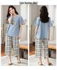 Aifen Teng Women's Summer Cotton Pajama Set: Short Sleeve Top & Three-Quarter Pants, Plus Size, All Cotton
