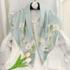 Blue Begonia Mulberry Silk Square Scarf