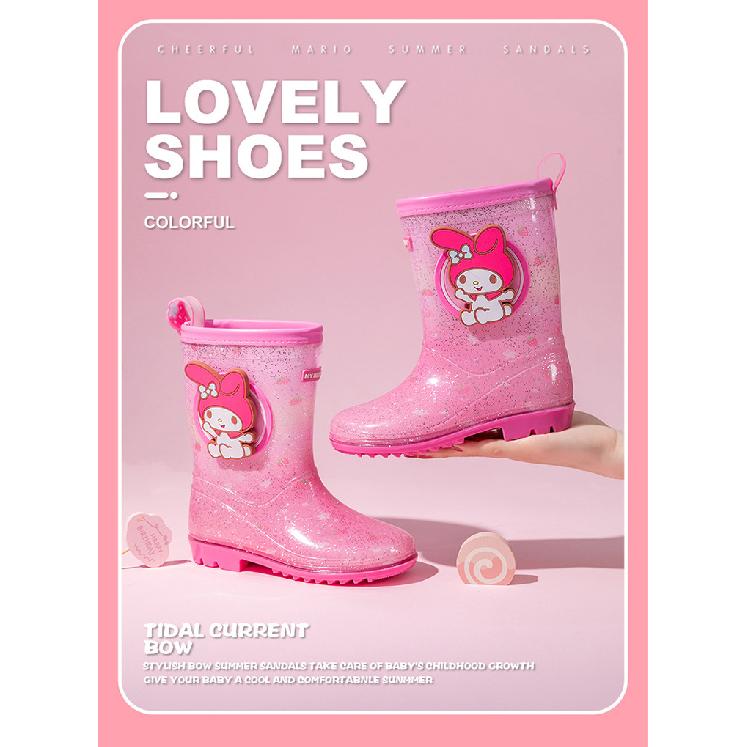 Rain Boots Women's Jelly Children's Kuromi Cute Melody Kindergarten School Non-Slip Waterproof Rain Boots