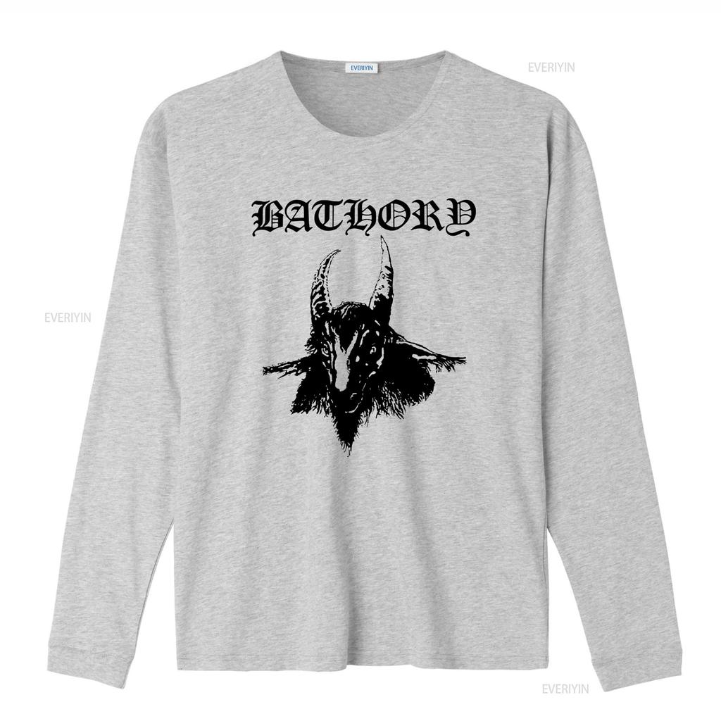 BATHORY Tričko s potiskem kozí hlavy Velikosti S M L XL XXL Barvy Bílá Šedá vintage Vyprané Lehce prodyšné Unisex designové oblečení