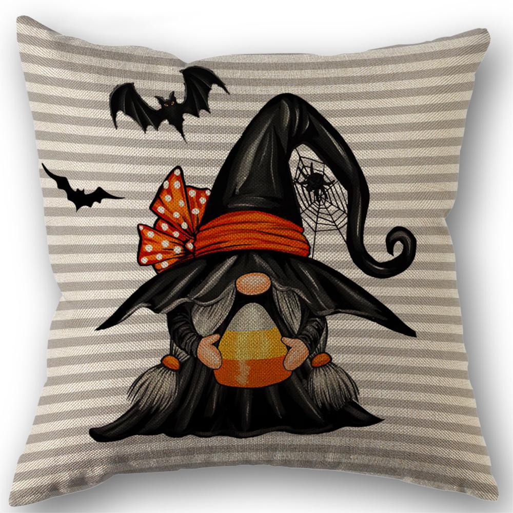 Halloween Decor Pillow Case 45x45 Pillow Cover Funny Pumpkin Ghosts Black Cat Print Cushion Cover Home Decorations Holiday Gifts