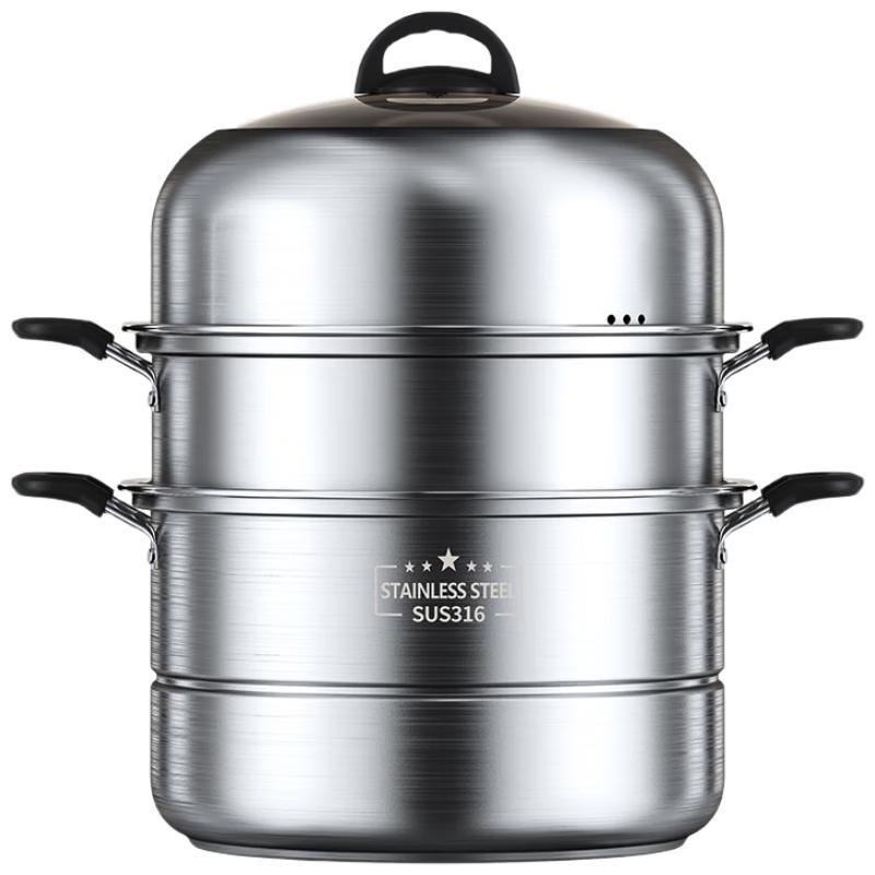 316L Stainless Steel 2-Tier Steamer Pot