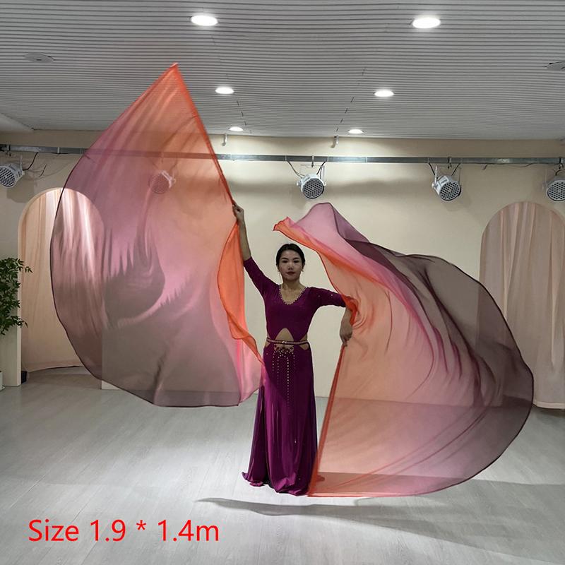 Belly Dance Props Flag Church Performance Accessories 190*140Cm Gradual Colors Belly Dance Props Semicircle Flags With Sticks