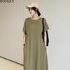 MODIQUE Summer Plus Size New Women Loose Minimalist Solid Color Long Dress Female Casual Short Sleeve O-Neck Dresses