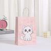 12pcs New Cute Cat Pattern Party Favor Bags 21x15cm Thickened Kitten Goodie Bag with Handle Candy Gifts Bag for Baby Shower