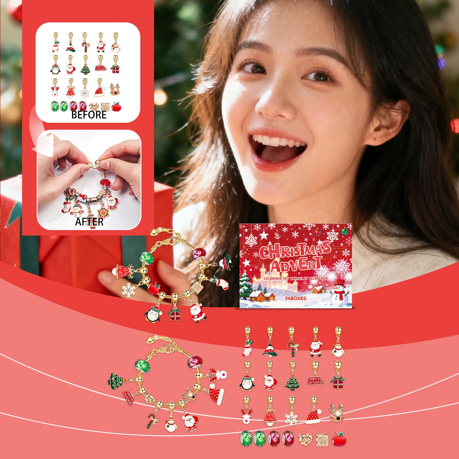 

24-секционная рождественская коробка для браслета и ожерелья «Сделай сам», праздничная атмосфера, забавный и креативный набор маленьких украшений. One Size красный
