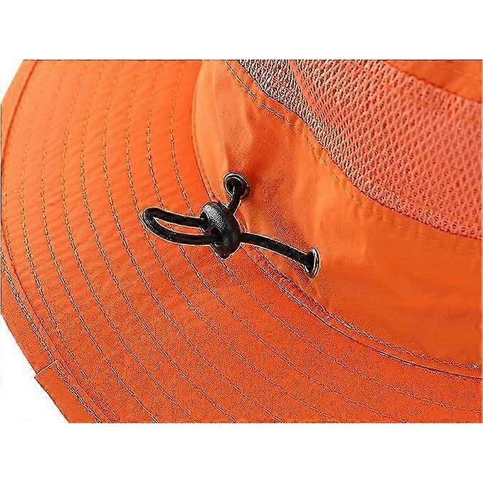 Outdoor Mesh Sun Hat Wide Brim UV Protection Fishing Hiking Hat, Orange
