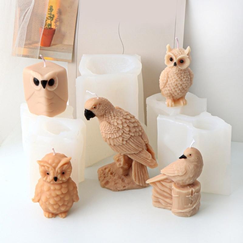 Standing Owl Candle Molds Animal Silicone Mould Plaster Molds Handmade Parrot Molds Ornament Molds Epoxy Resin Molds
