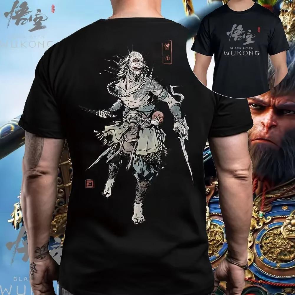 Nowa Gra Black Myth Wukong Nadruk Graficzny Wysokiej Jakości Koszulka Wukong Gra Obraz Grupowy Wzór Męska Koszulka z Krótkim Rękawem