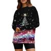 Damska Moda Casual Świąteczny Nadruk Okrągły Dekolt Jednolity Kolor Długi Rękaw Top