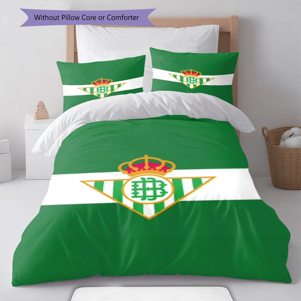 Real Betis Balompié Pattern Bedding Set Quilt Cover Pillowcase Home Decor Gift (1 * Duvet Cover + 2 * Pillowcase, Without Core)