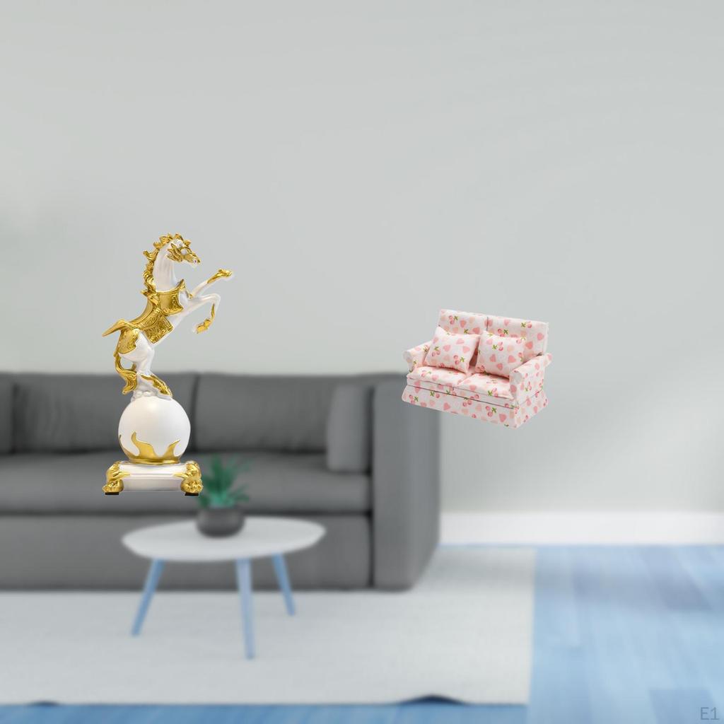 Desktop Figurine Horse Statue Sofa Dollhouse Couch Resin Construction Realistic Decoration Suitable