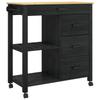 Kitchen Trolley MONZA Black 84 X 40 X 88.5 Cm Solid Pine Wood