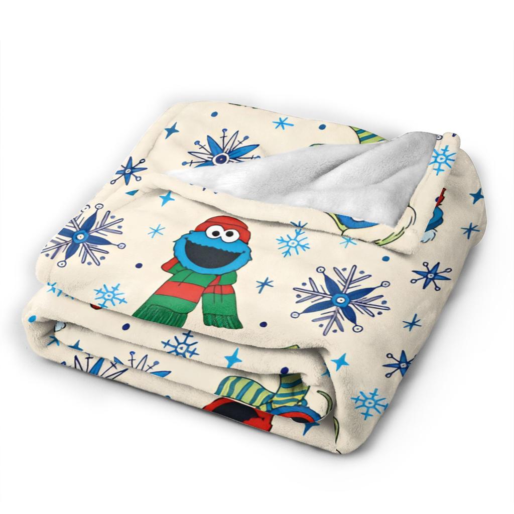 Christmas  Blanket S-Sesames Streets Picnic Flannel Throw Blanket For Couch Chair Soft Warm Quality Bedspread Birthday Present