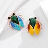 Broche Estilo Nacional, Alfinete de Lapela com Design de Cigana com Asas de Esmalte e Textura de Jade Sintético, Insígnia Cheongsam para Acessórios de Vestuário Chinês