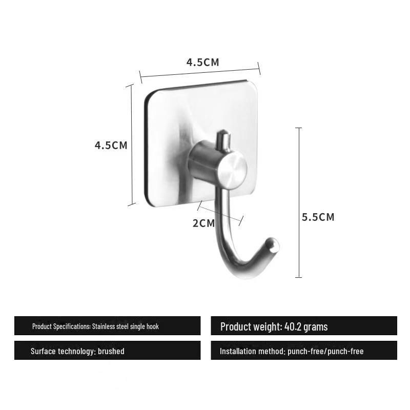 Stainless Steel Punch-Free Wall-Mounted Couple Coat Hooks