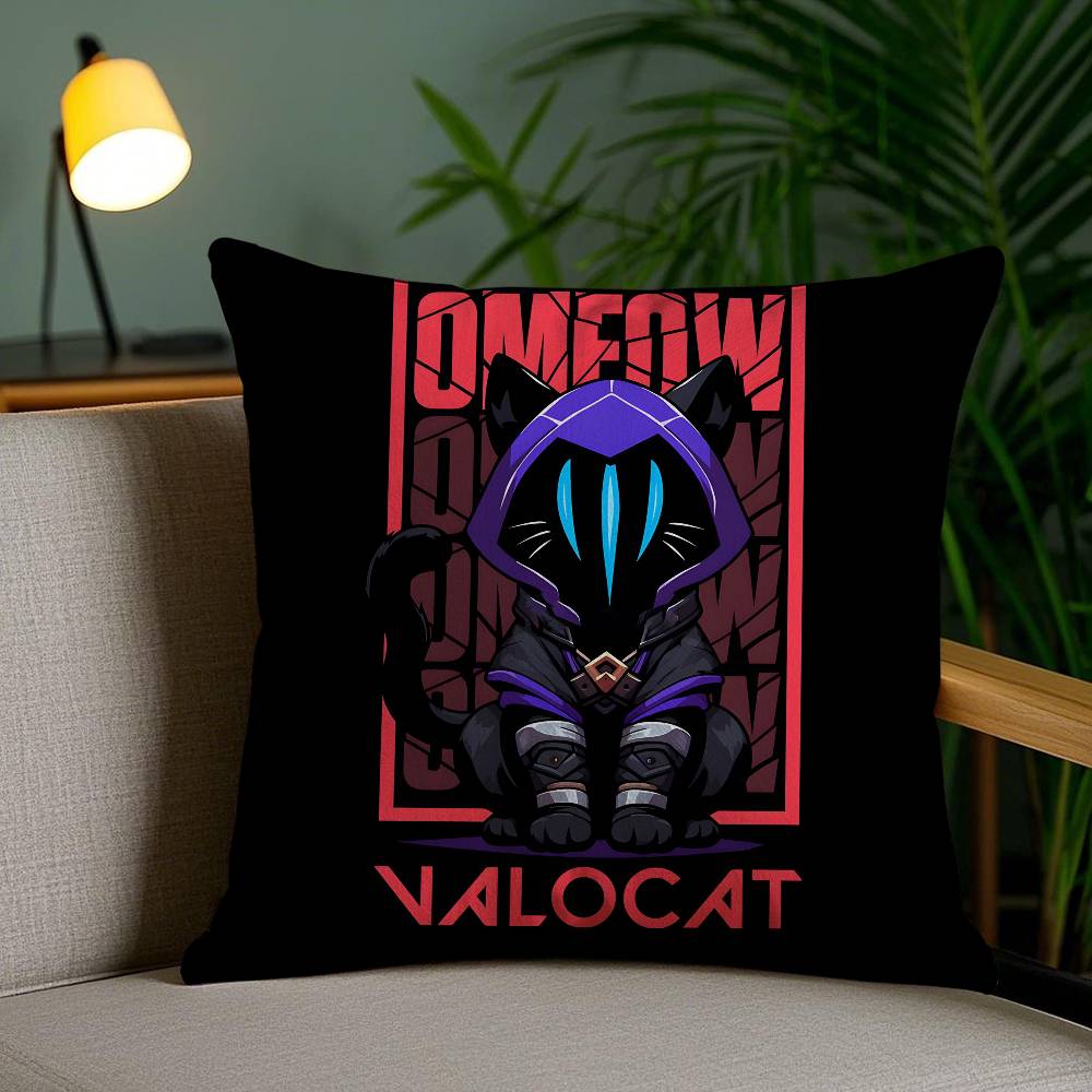 

Popular Competitive Games VALORANT-V Pillow Case Anti-dustmite Pillowcase Invisible zipper silky short plush Sofa cushion cover 12x12Inch
